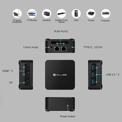 Mini PC PCMLLSE G2 Windows 11 Pro Alder Lake N100 Intel 12th DDR5 12 Go RAM