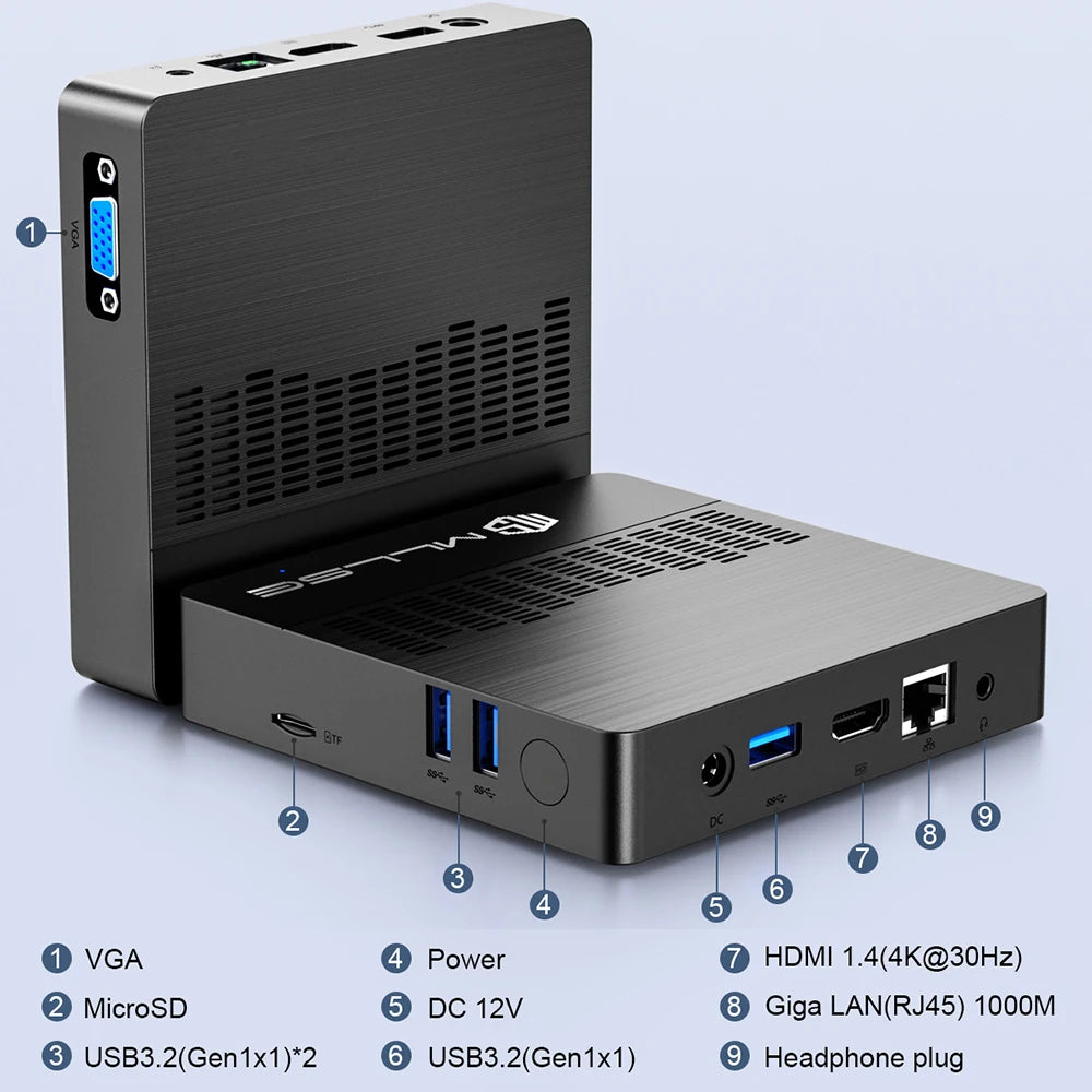 PCMLLSE M2 Air Mini PC Intel Celeron N4000 CPU Window11 6GB RAM 128GB ROM D