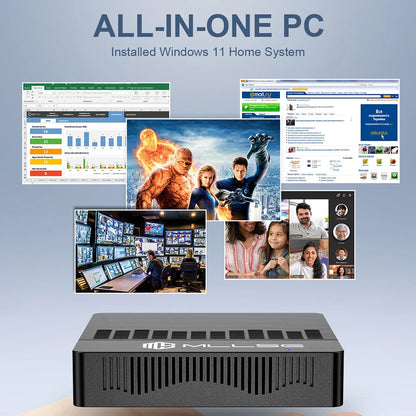 PCMLLSE M2 Air Mini PC Intel Celeron N4000 CPU Window11 6GB RAM 128GB ROM D