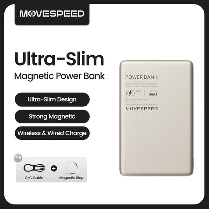 PC MOVESPEED S05 Magnetic Power Bank 5000mAh 20WPD Wireless Powerbank Slim Portable Battery Charger  iPhone 16 15 Samsung 24 23