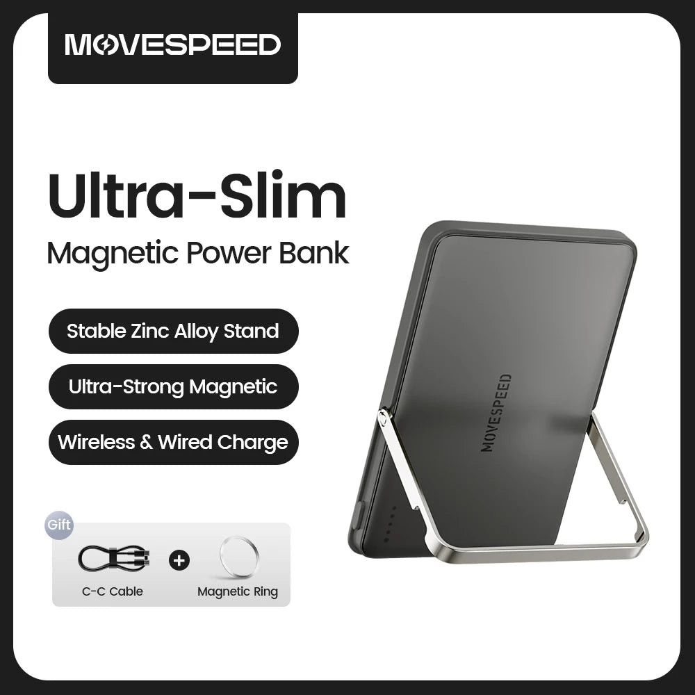 PC MOVESPEED S05 Magnetic Power Bank 5000mAh 20WPD Wireless Powerbank Slim Portable Battery Charger  iPhone 16 15 Samsung 24 23