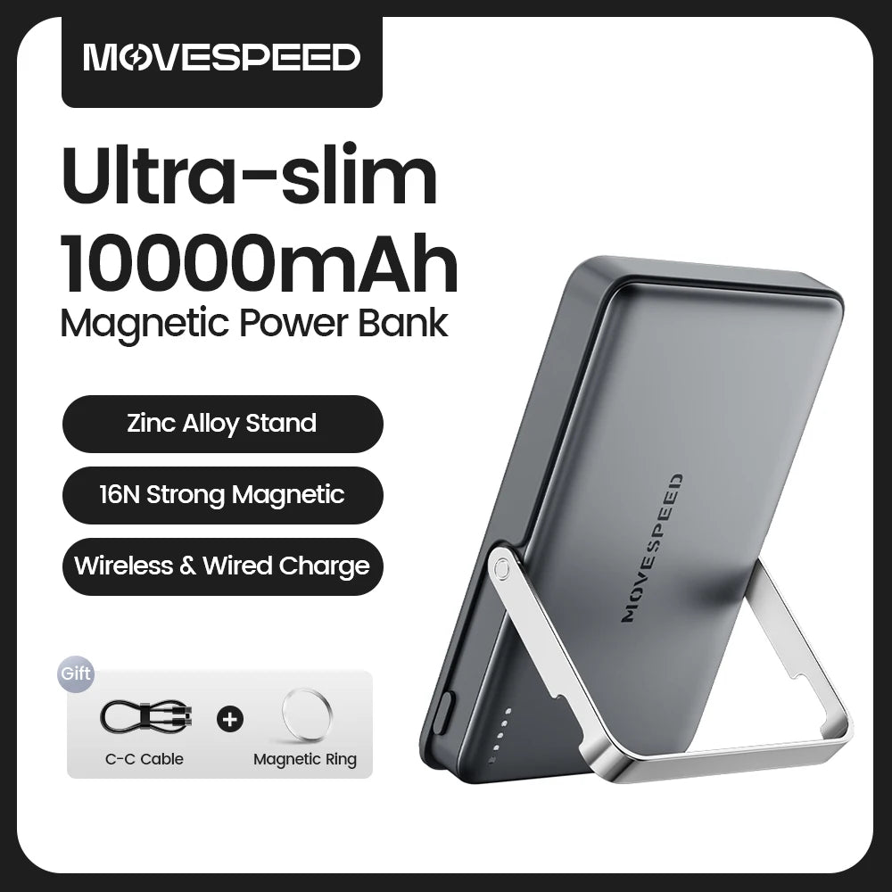 PC MOVESPEED S10 Slim Magnetic Power Bank 10000mAh PD20W Portable Charger Wireless External Battery  iPhone 16 Samsung Powerbank