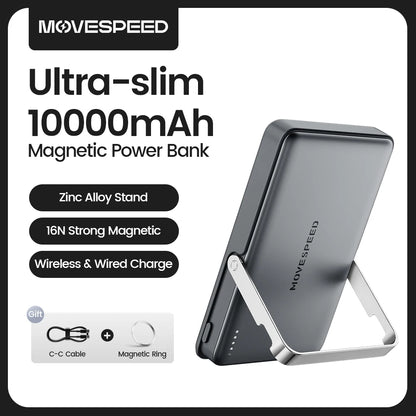 PC MOVESPEED S10 Slim Magnetic Power Bank 10000mAh PD20W Portable Charger Wireless External Battery  iPhone 16 Samsung Powerbank