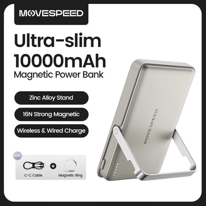 PC MOVESPEED S10 Slim Magnetic Power Bank 10000mAh PD20W Portable Charger Wireless External Battery  iPhone 16 Samsung Powerbank