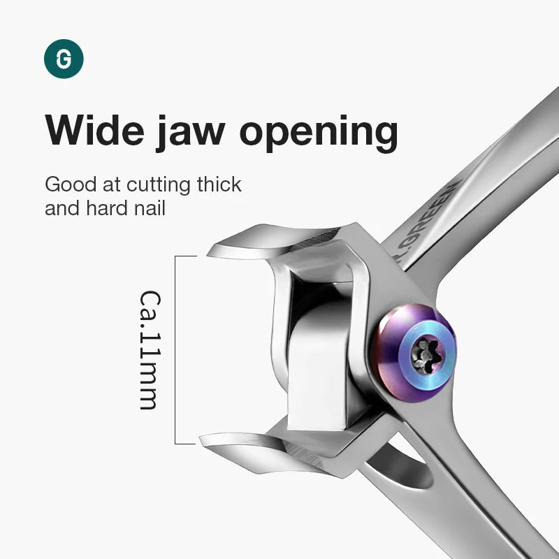 MR.GREEN Nail Clippers Wide Jaw Opening Stainless Steel Fingernail Clipper Thick Hard Toenail Cutter Manicure Scissors tools