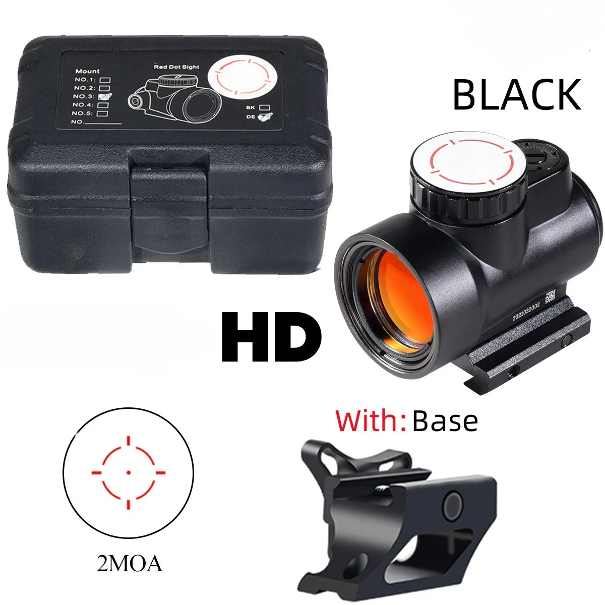 MR0 2 MOA Reticle Rifle Red Dot Sight Scope Tactical Hunting Shooting Collimator Sight W/20MM Picatinny Rail Low Mount