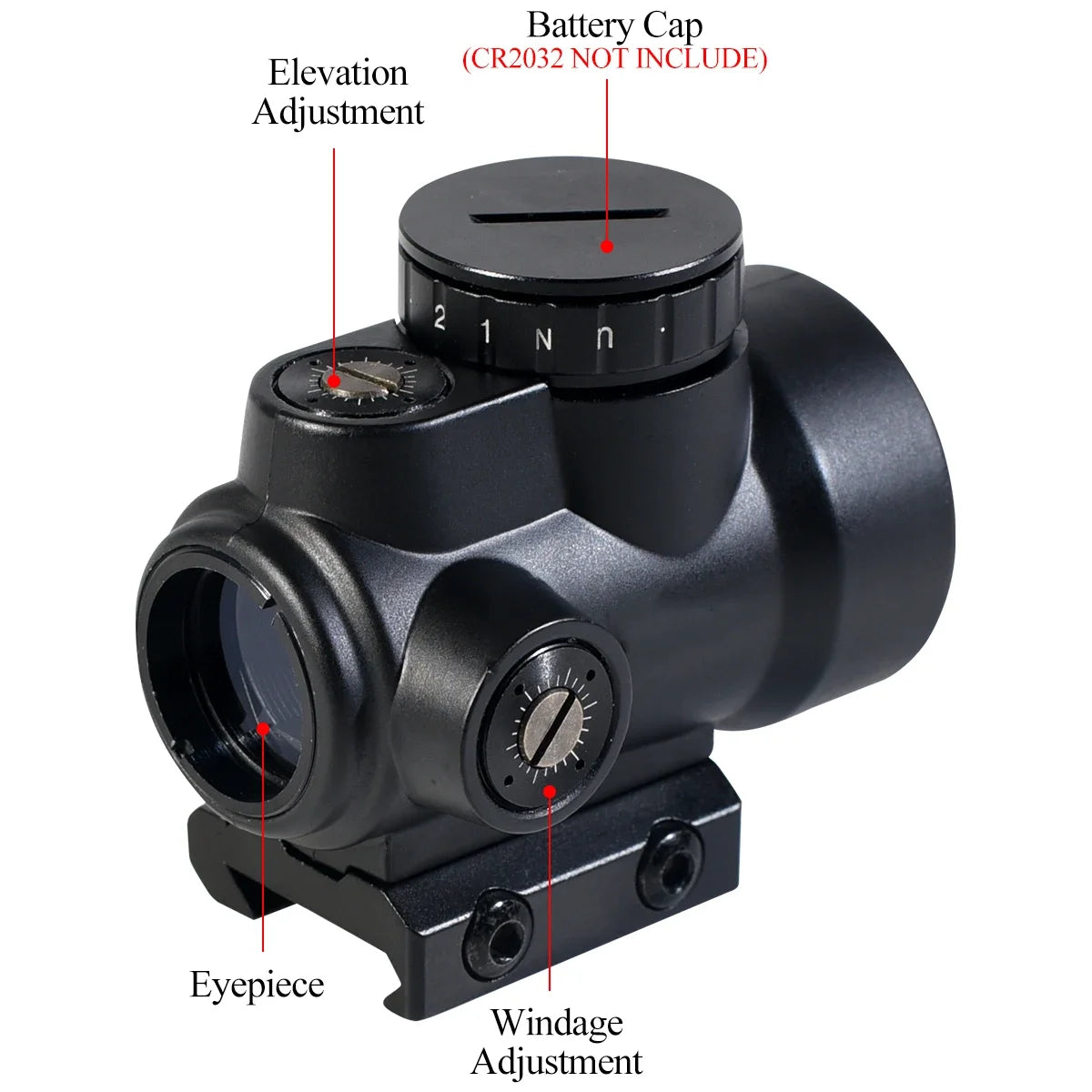 MR0 2 MOA Reticle Rifle Red Dot Sight Scope Tactical Hunting Shooting Collimator Sight W/20MM Picatinny Rail Low Mount