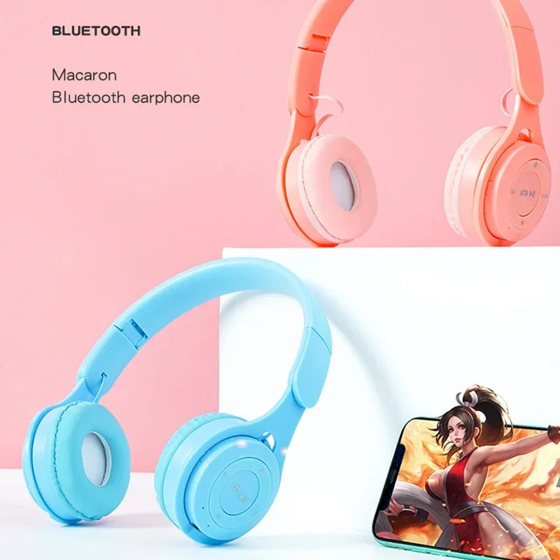 PCMacaron Headphones Kids Wireless Bluetooth Headphone Stereo Headband Gami