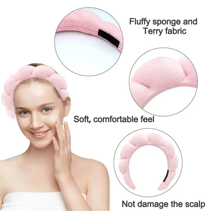 PC Makeup Headband Puffy Makeup Absorbent Sponge Bubble Hair Hoops  Face Washing Skincare Women Headwear Velvet Spa Makeup Tool