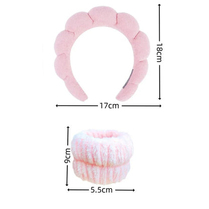 PC Makeup Headband Puffy Makeup Absorbent Sponge Bubble Hair Hoops  Face Washing Skincare Women Headwear Velvet Spa Makeup Tool