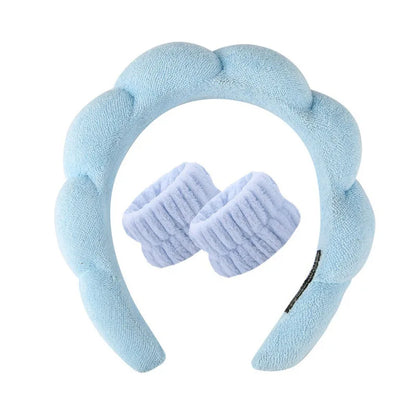 PC Makeup Headband Puffy Makeup Absorbent Sponge Bubble Hair Hoops  Face Washing Skincare Women Headwear Velvet Spa Makeup Tool