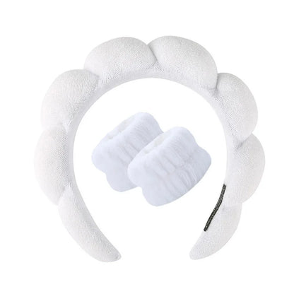 PC Makeup Headband Puffy Makeup Absorbent Sponge Bubble Hair Hoops  Face Washing Skincare Women Headwear Velvet Spa Makeup Tool