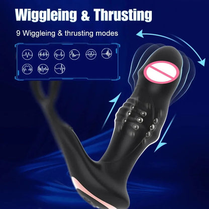 Gtooza_Male Thrusting Prostate Massager Rotating Anal Vibrator Butt Plug Testicle Stimulator Delay Ejaculation Ring Sex Toys  Men gtooza.com