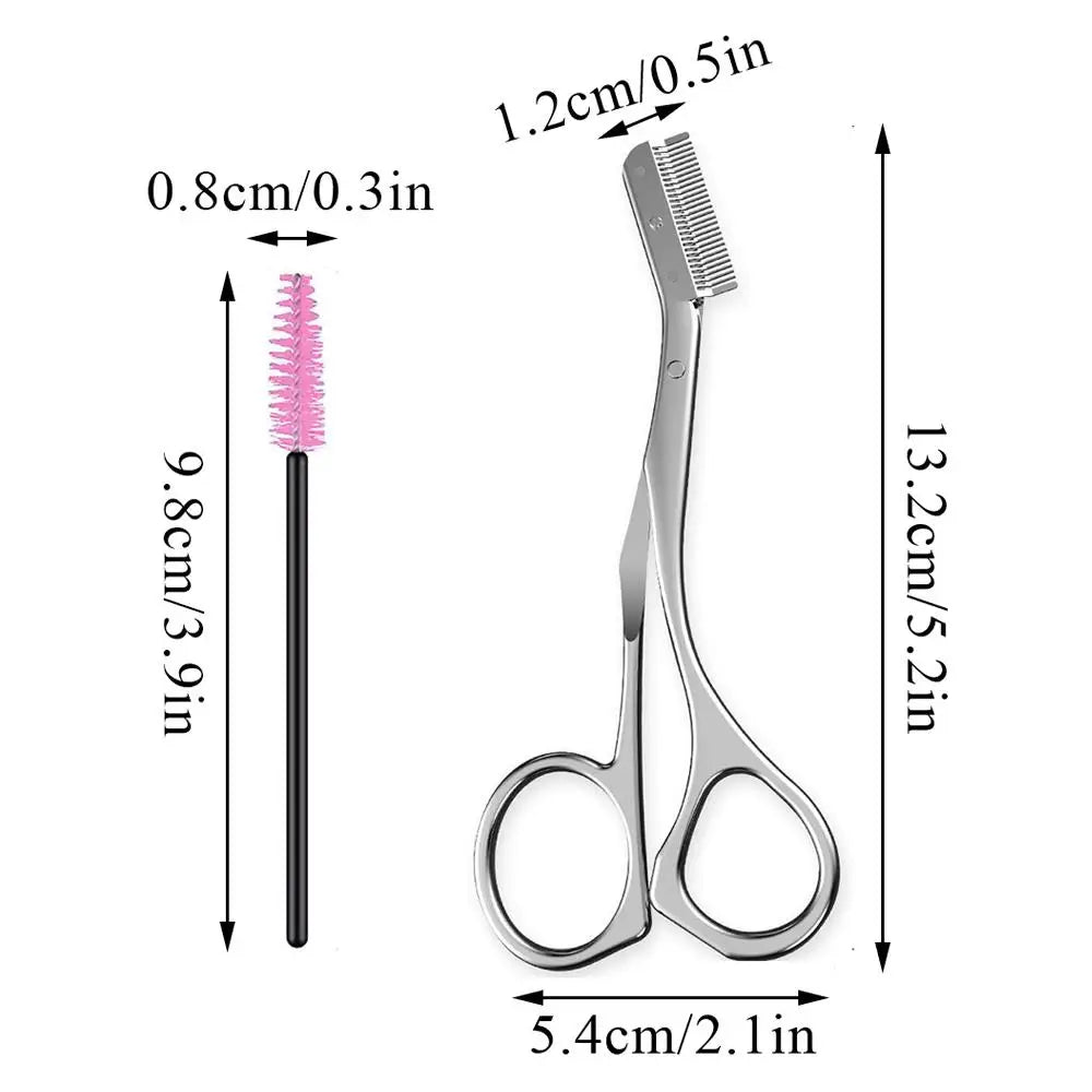 Manual Eyebrow Trimmer For Women Stainless Steel Eyebrow Scissor With Comb Brush Daily Brow Hair Removal Beauty Makeup Tool