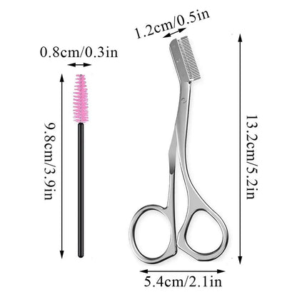 Manual Eyebrow Trimmer For Women Stainless Steel Eyebrow Scissor With Comb Brush Daily Brow Hair Removal Beauty Makeup Tool