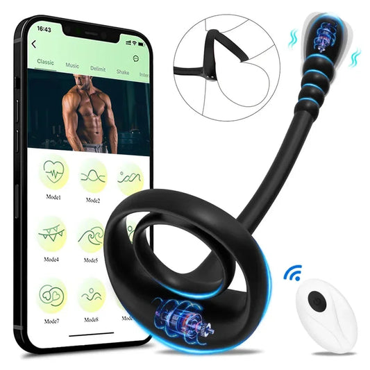 Gtooza_Masturbastion Toy APP Bluetooth Prostate Vibrator Testicle Massage Anal Butt Plug Cock Penis Ring Male Cocking  Men Sextoy gtooza.com