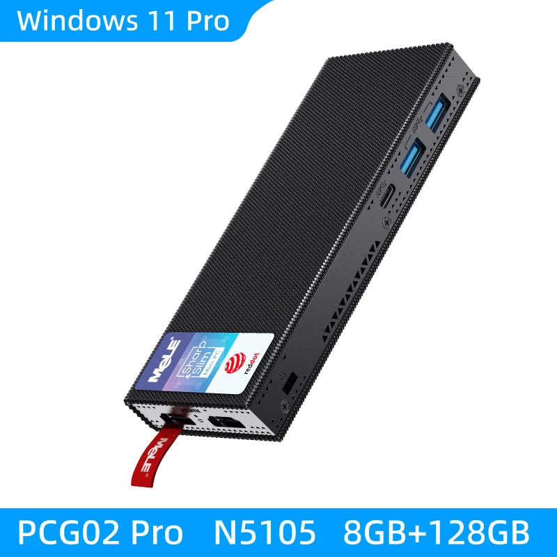 PCMeLE Fanless Slim Mini PC Stick Computer Windows 11 N100 J4125 N5105 128G