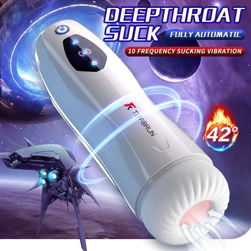 Men's masturbation cup electric heating vibration fully automatic retraction wrap around penis exercise lasting vagina pussy