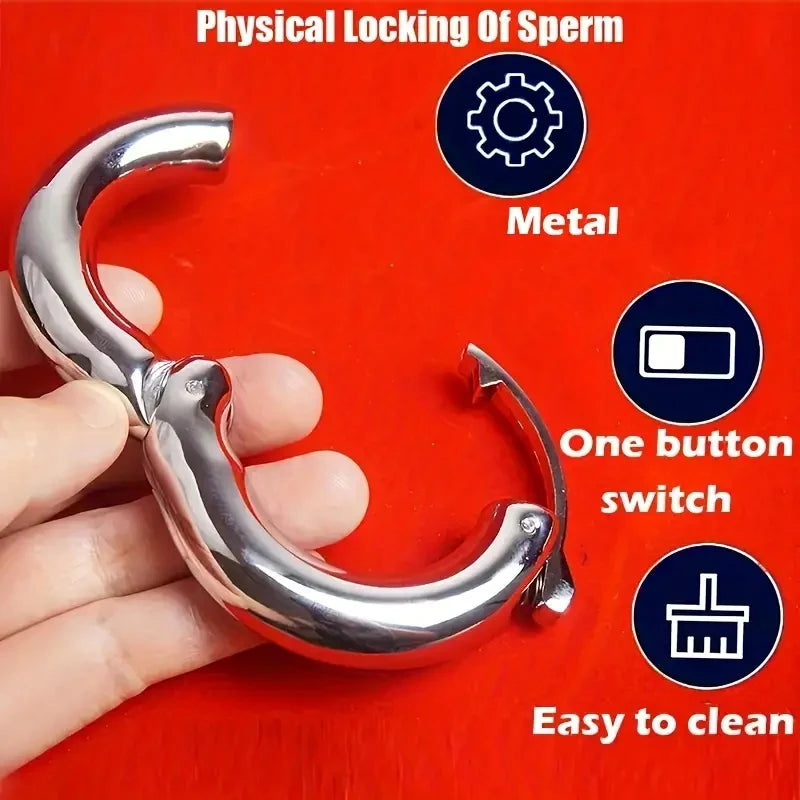 Metal Penis Cock Ring,Cockring Men Sex Toys,Ejaculation Delay Penisring, Adjustable Scrotum Ball Stretcher Weight Ballstretched,