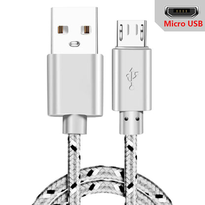 PC Micro USB Cable 1m/2m/3m Data Sync USB Charger Cable For Samsung Huawei Xiaomi HTC Android Phone Nylon Braided Microusb Cables