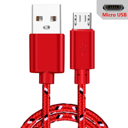 PC Micro USB Cable 1m/2m/3m Data Sync USB Charger Cable For Samsung Huawei Xiaomi HTC Android Phone Nylon Braided Microusb Cables