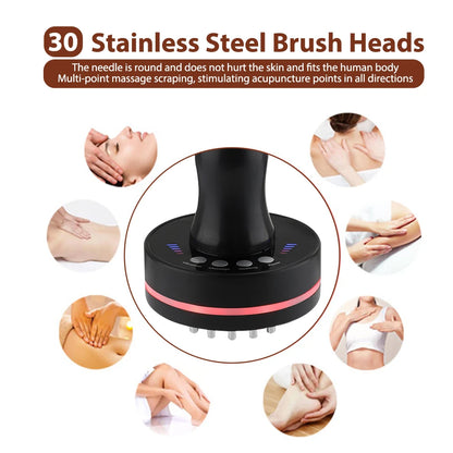 PC Micro-current Electric Meridian Massage Brush Hot Compress Scraping Cupp