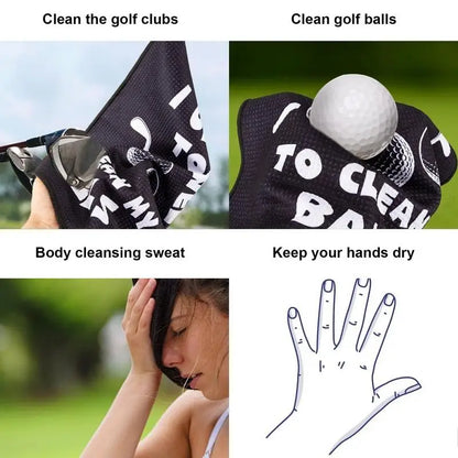 PC Microfiber Golf Towel Funny Mens Golf Towel With Carabiner Soft Absorben