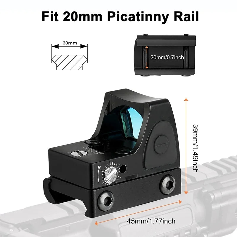 Mini RMR Red Dot Sight Collimator Rifle Reflex Sight Scope fit 20mm Weaver Rail  Airsoft / Hunting Rifle Acog trijicon x Dot x