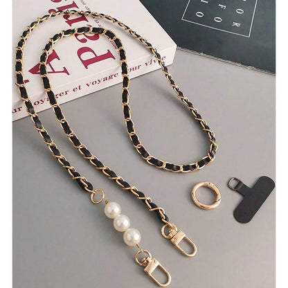 PC Mobile Phone Lanyard Women's Long Neck and Shoulder Strap Phone Case Universal Lanyard Long Crossbody Pearl Pickup Chain