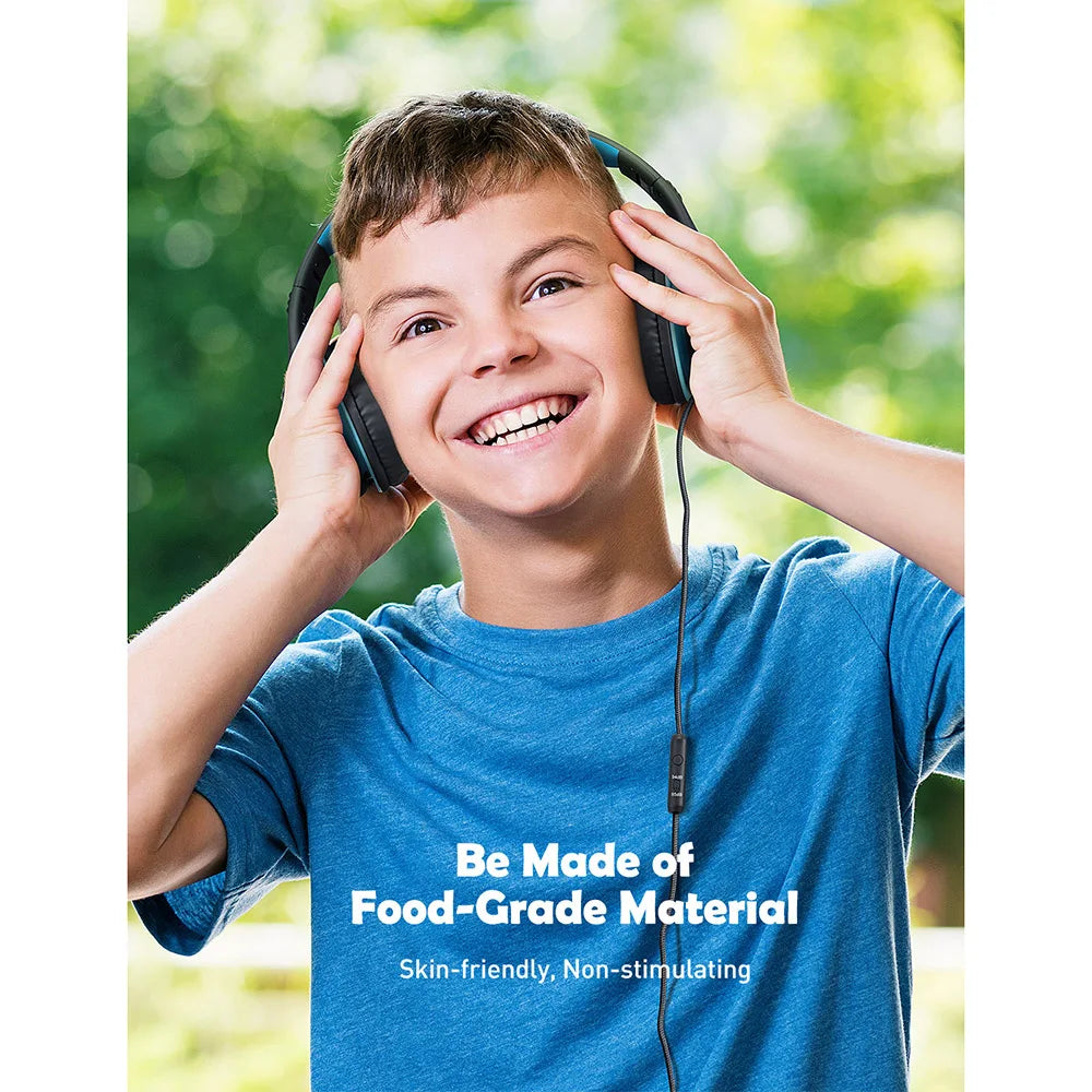 PCMpow CH6S Wired Headphones For Kids With Microphone Max 85dB Food Grade M