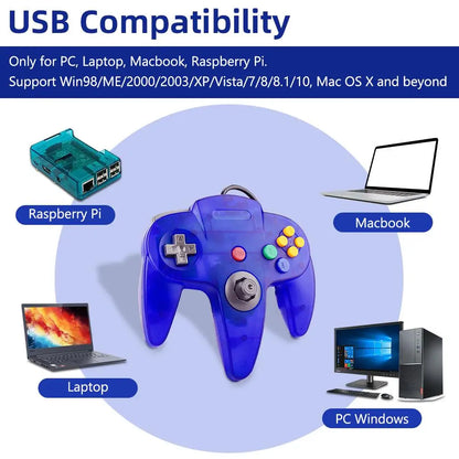 N64 USB Wired Controller Gamepad Joystick Nintendo Classic Video Game Controller Retro Games for Mac Computer Windows PC