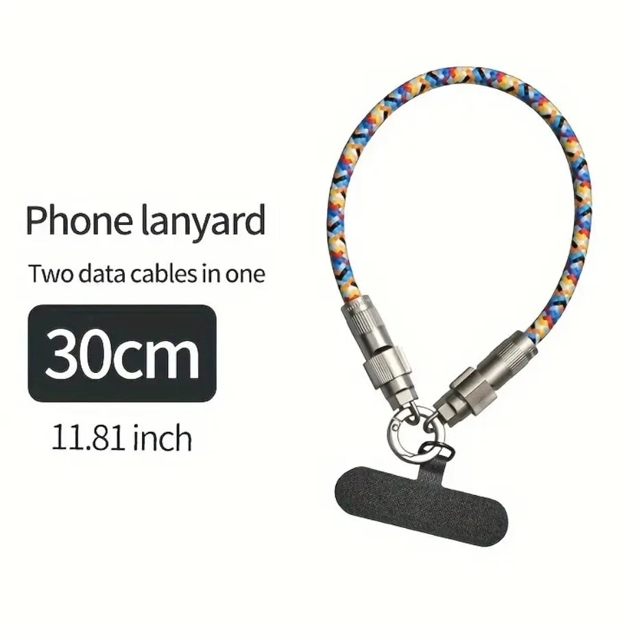 PC NADODO Fashion Phone Lanyard PD 60W Charging Cable Tpcy-c To C Zinc Alloy Lock Halter Neck Wrist  Mobile Phone Accessories