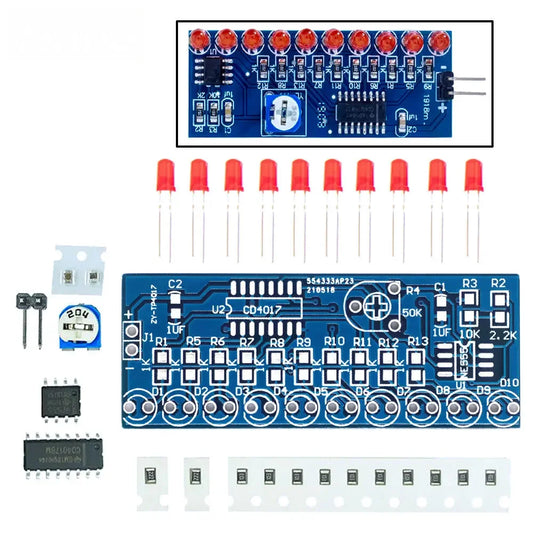 NE555 CD4017 Running LED Flow Light Electronic Production Suite Control Board Module Capacitor Oscillator Clock Siganal DIY Kit