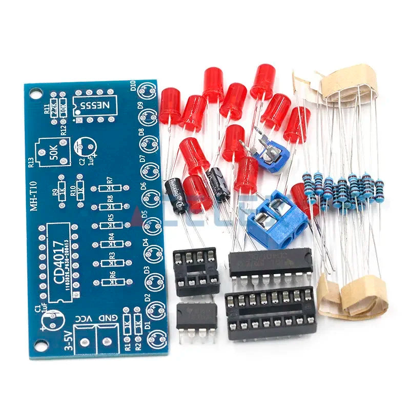 NE555 CD4017 Running LED Flow Light Electronic Production Suite Control Board Module Capacitor Oscillator Clock Siganal DIY Kit