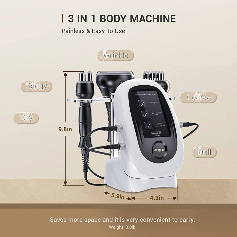 PC NEW 3 In 1 80K Cavitation Ultrasonic RF Machine Multi-Polar Weights Loss