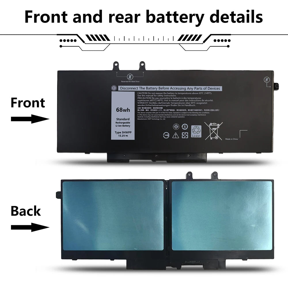 PC NEW 3HWPP Laptop Battery For Dell Latitude 5401 5410 5411 5501 Precision 3541 3551 Precision 3541 3550 3551 1VY7F N2NLL