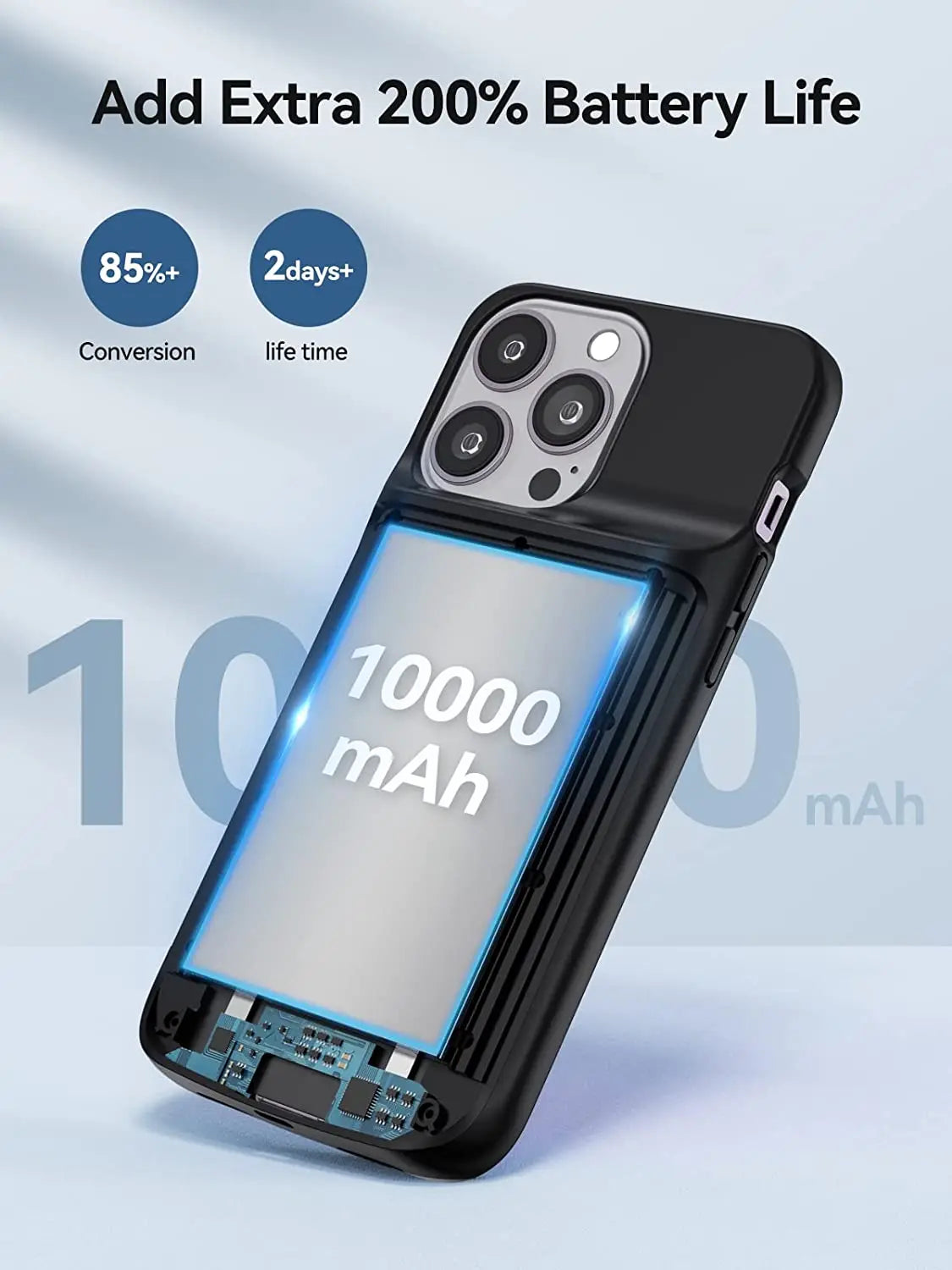 NEWDERY 10000mAh Battery Charger Case for iPhone 14/14Pro/14 Pro Max Charging Case Portable Charger Extended Battery Pack