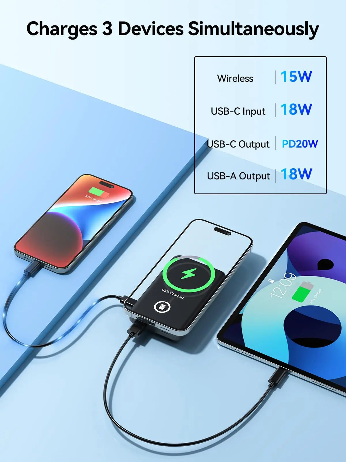 NEWDERY 10000mAh Magnetic Battery Pack for iPhone 15/14/13/12/Pro Max/Pro/Plus/Mini Wireless Portable Charger Power Bank