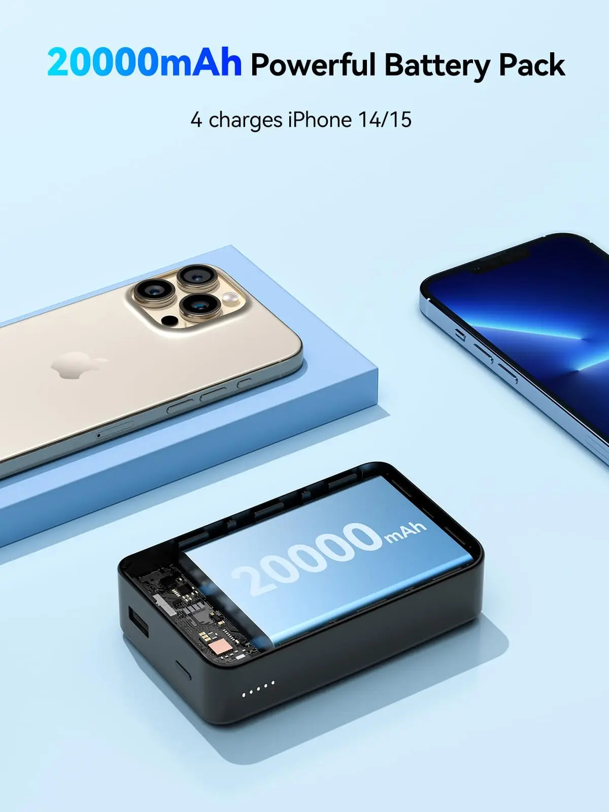 NEWDERY 20000mAh Magnetic Power Bank PD 20W Wireless Fast Charging for iPhone 15/14/13/12/Pro Max/Pro/Plus/Mini/ AirPods 3/2/Pro