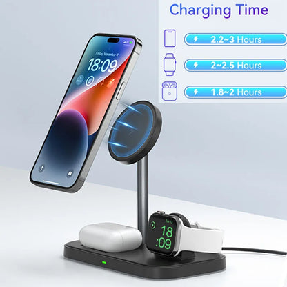 NEWDERY 3 in 1 Charging Station for iPhone 16 15 14 13 Pro Max MagSafe Charging Wireless Charger Stand for Apple Watch,AirPods