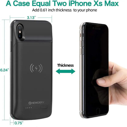 NEWDERY 6000mAh Battery Case for iPhone Xs Max (6.5 inch) External Battery Pack Portable Power Bank Protective Charging Case