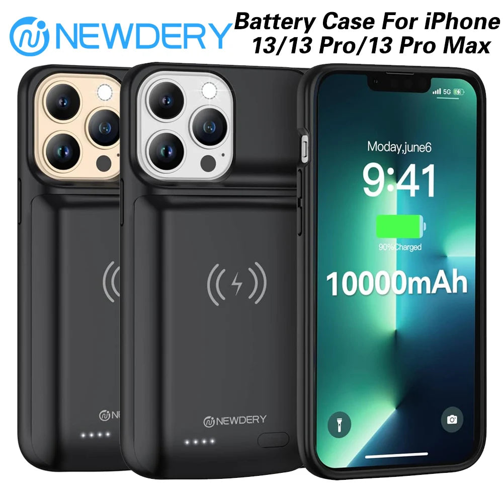 NEWDERY Battery Case for iPhone 13/13 Pro/13 Pro Max Travel Emergency Charging Case Power Bank Case 10000mAh Battery Pack