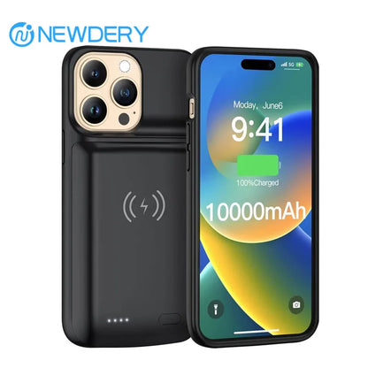 NEWDERY Battery Case for iPhone 13/13 Pro/14/14 Pro External Battery Wireless Charging Power Bank Case 10000mAh Battery Pack