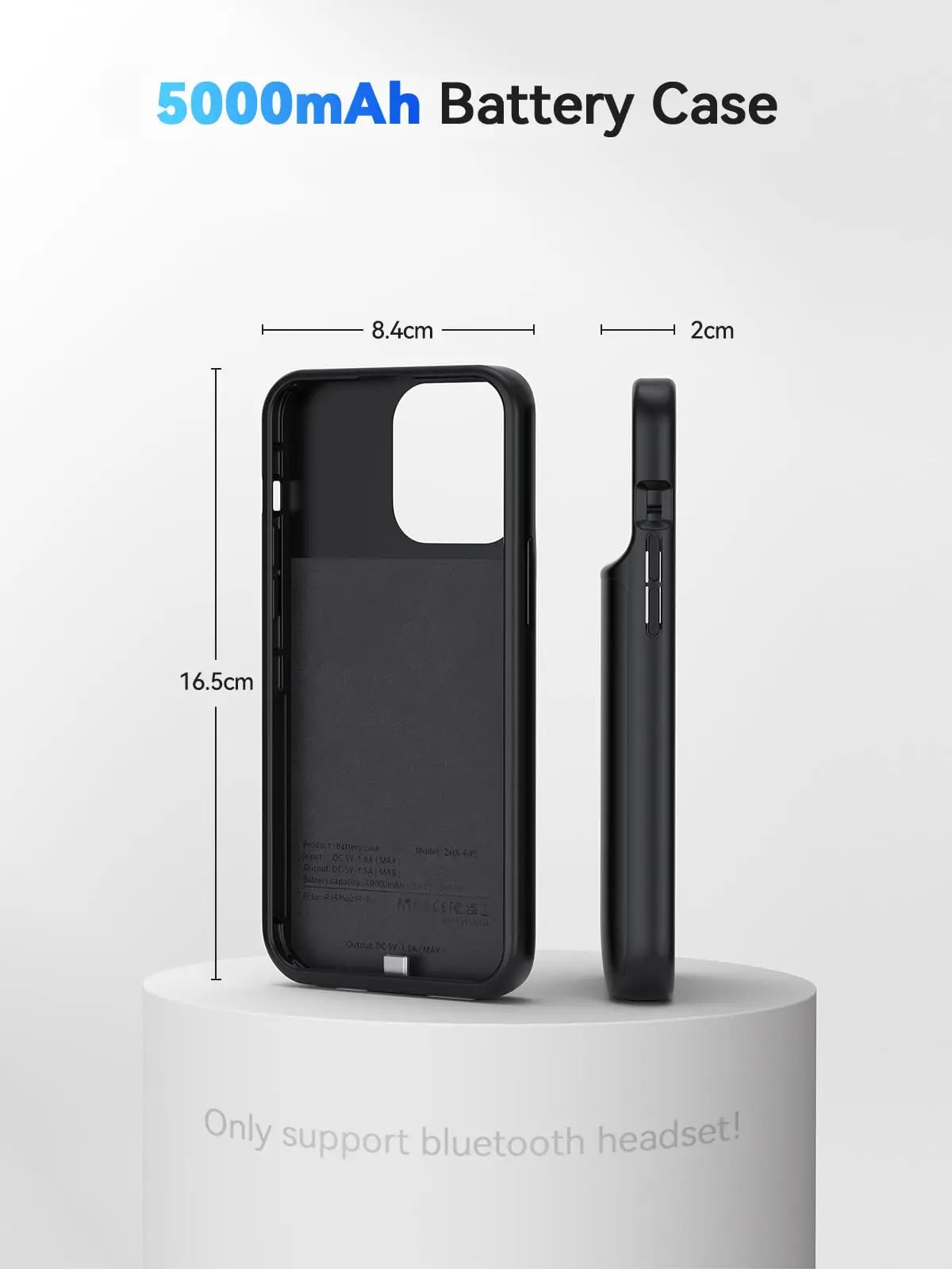 NEWDERY Battery Case for iPhone 15 Pro Max/iPhone 15 Plus Portable Rechargeable Extended Charger Case Battery Pack Charging Case