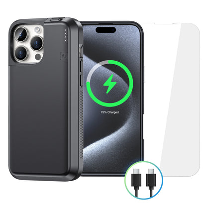 NEWDERY Battery Case for iPhone 16 Pro Max 8000mAh USB-C Portable Power Bank Cover Extended Battery Charging Case Ultra-Slim 12W