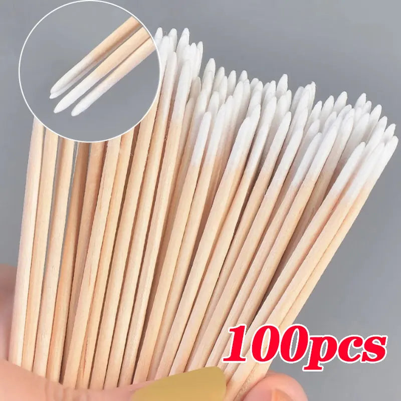 Nail Orange Wood Sticks 100/500Pcs Double Head Cuticle  Pusher Remover Pedicure Manicure Sticks Tool 11.5cm Rhinestone Picking