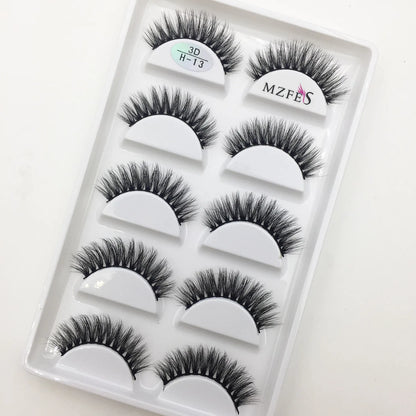 Natural 3D Mink False Eyelashes, Fake Eye Lashes, Make Up Beauty Tools, Mix 5 Pairs, Wholesale, 10 Boxes, 50 Boxes, 100 Boxes