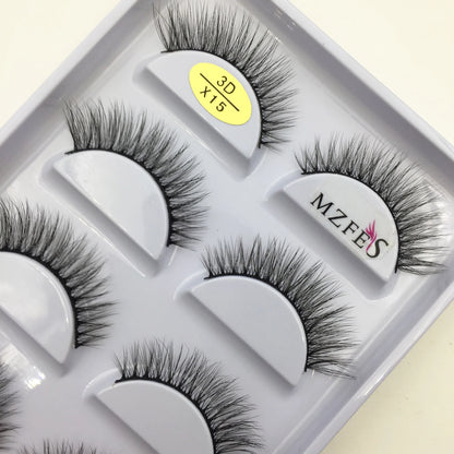 Natural 3D Mink False Eyelashes, Makeup Fake Eye Lashes, Faux Cils, Make Up Beauty Tools, Wholesale, 5 Pairs