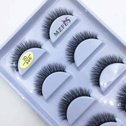 Natural 3D Mink False Eyelashes, Makeup Fake Eye Lashes, Faux Cils, Make Up Beauty Tools, Wholesale, 5 Pairs