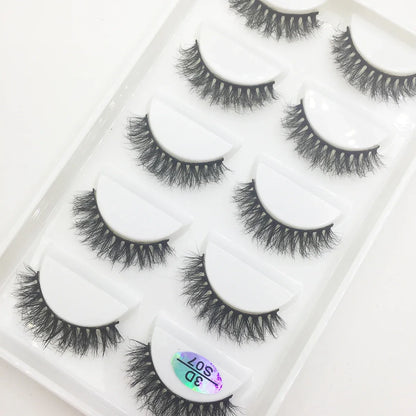 Natural 3D Mink False Eyelashes, Soft Wispy, Fluffy Eye Faux Lashes, Make Up Eyelash, Beauty Cat Cilios, 5 Pairs, 15 Styles